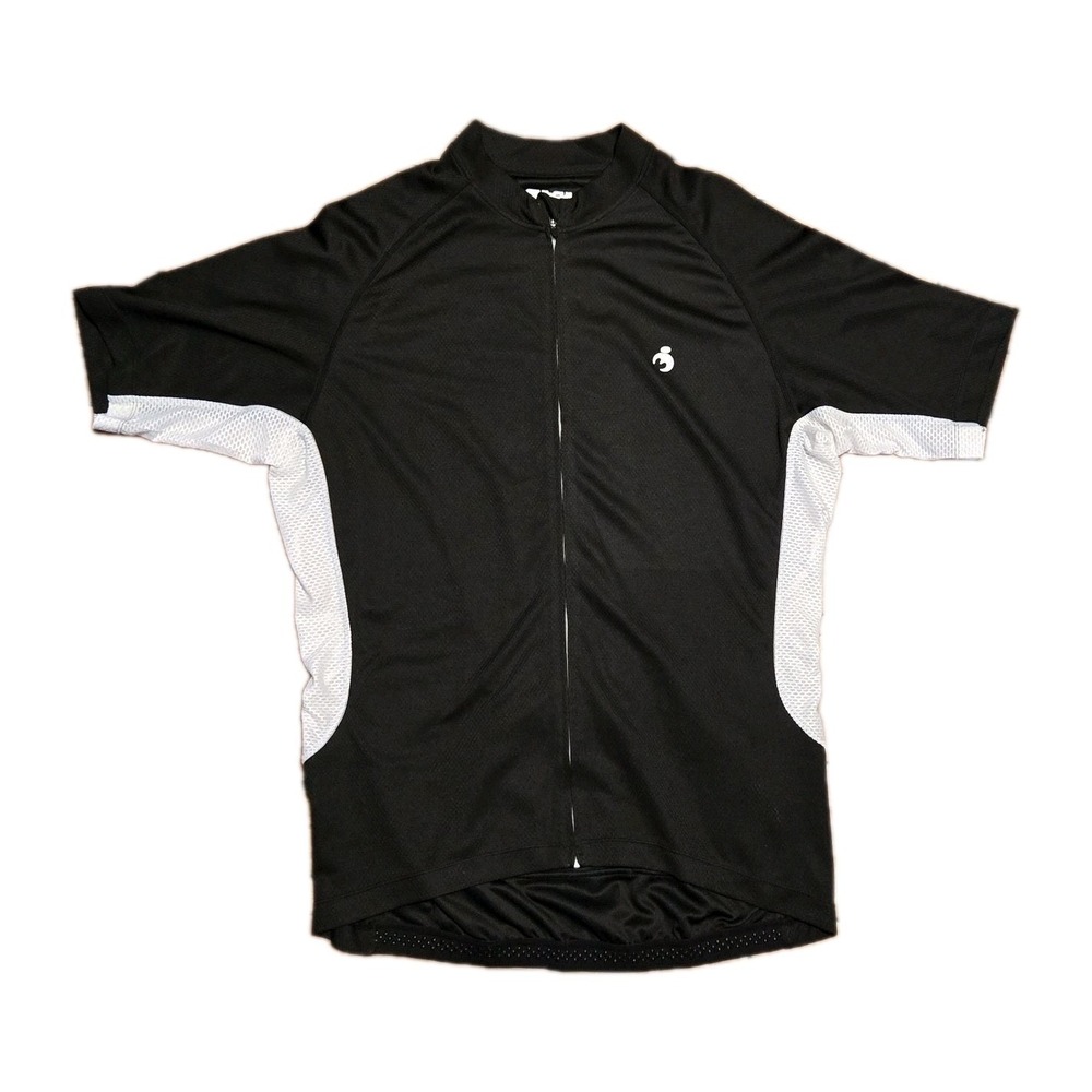 Muteki Mens Cycling Jersey XL Black White Short Sleeve Full Zip Reflective Mesh